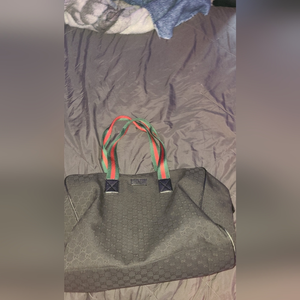 Gucci Bags | Gucci Web Carry On Duffle Bag Gg Canvas Medium Black
